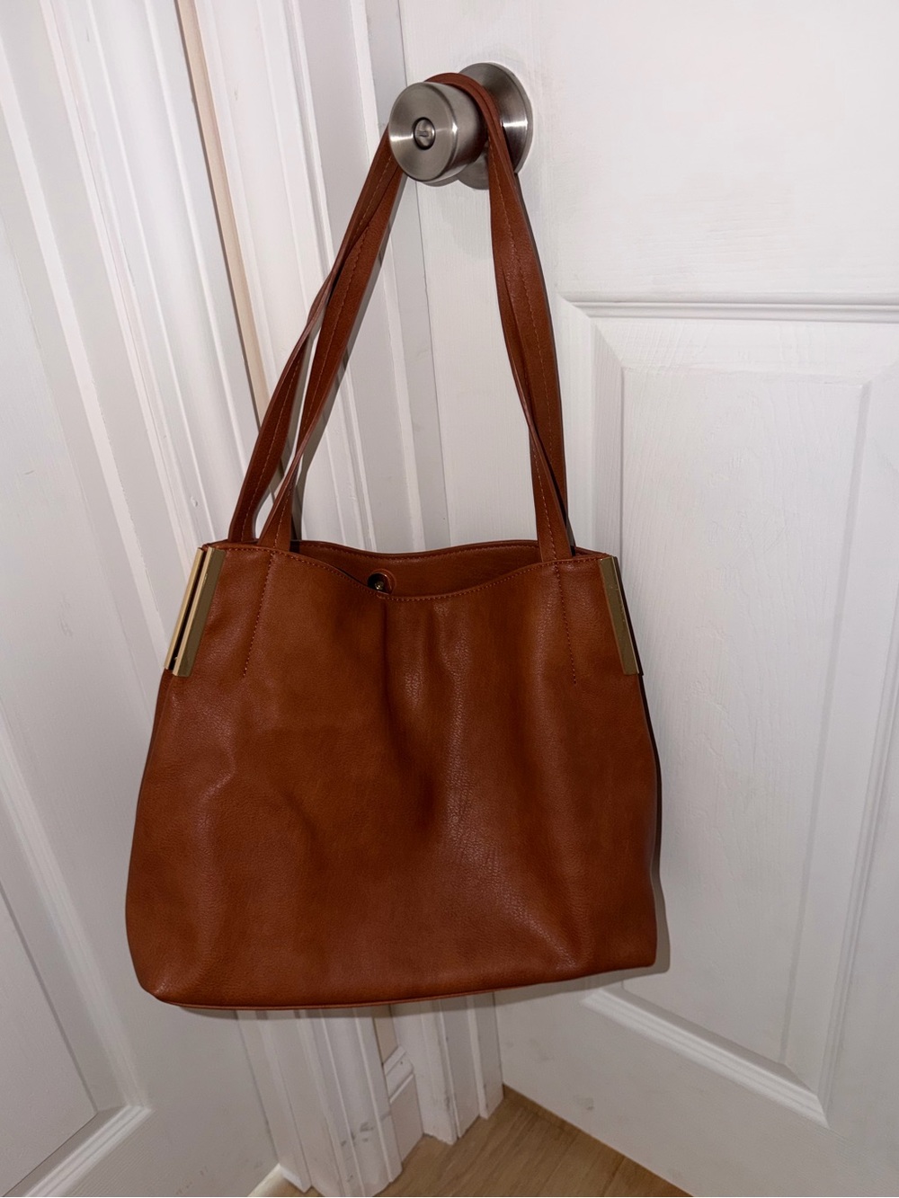Madison West Cognac/Caramel Brown Tote Bag